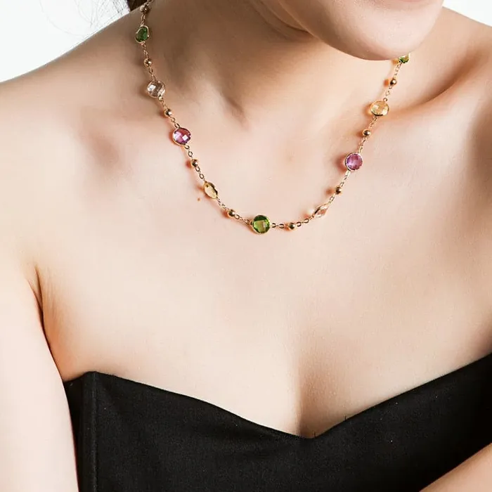 Necklaces Divine Inspiration Styles NEWGLORY Womens Fine Fashion Golden Tone Multicolor Necklace