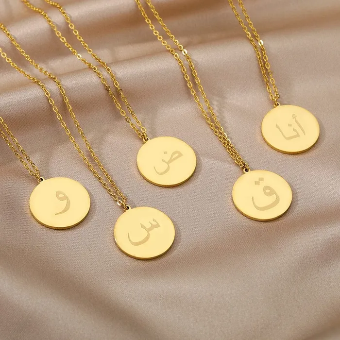 Necklaces GoldSilver Arab Initial Pendant VVS Jewelry