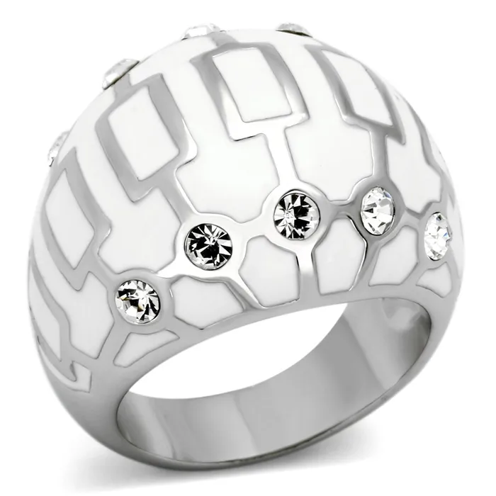 Rings Alamode TK871 High polished no plating Stainless Steel Ring with Top Grade Crystal in Clear