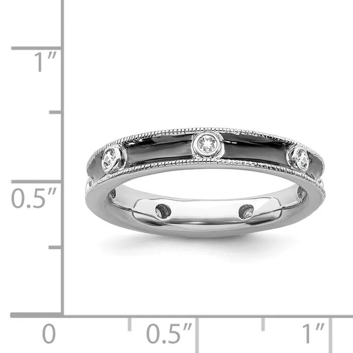 Stackable Expressions Rings Sterling Silver Stackable Expressions Polished Diamond Antiqued Ring QSK650
