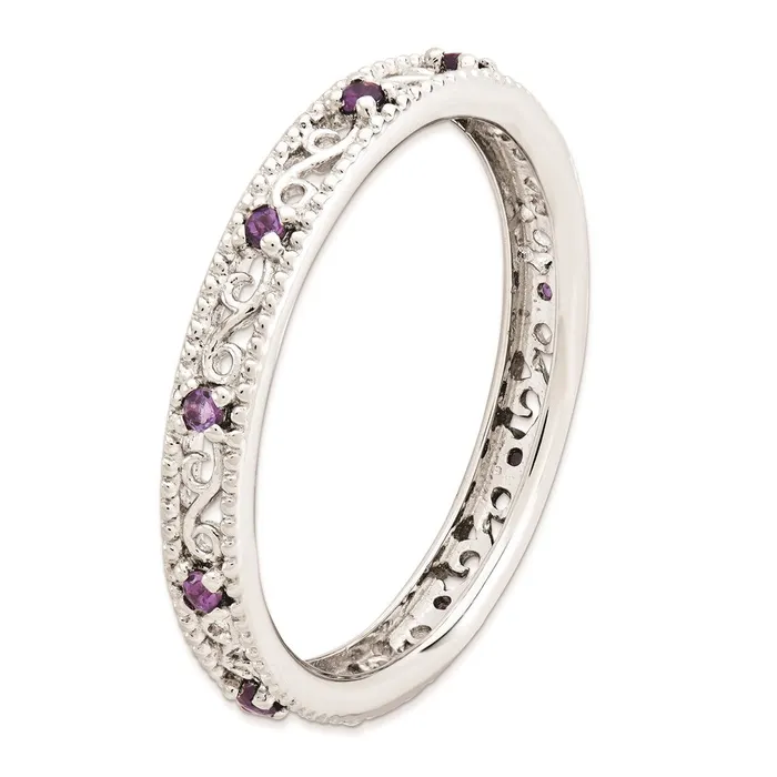 Stackable Expressions Sterling Silver Stackable Expressions Amethyst Ring QSK1483 Rings Stackable Expressions Sterling Silver Stackable Expressions Amethyst Ring QSK1483 Rings