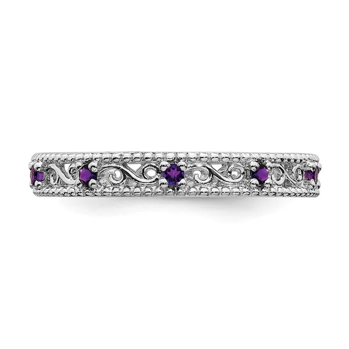 Stackable Expressions Sterling Silver Stackable Expressions Amethyst Ring QSK1483 Rings Stackable Expressions Sterling Silver Stackable Expressions Amethyst Ring QSK1483 Rings