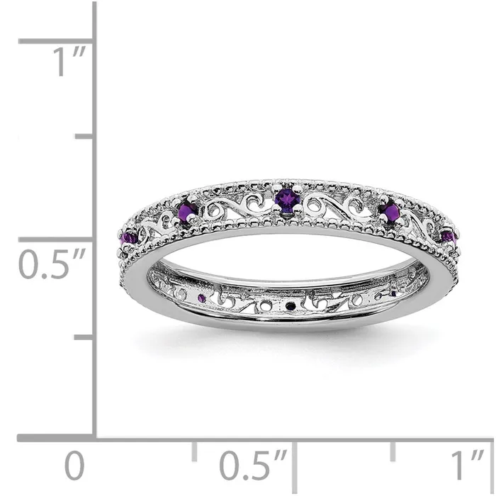 Stackable Expressions Sterling Silver Stackable Expressions Amethyst Ring QSK1483 Rings Stackable Expressions Sterling Silver Stackable Expressions Amethyst Ring QSK1483 Rings
