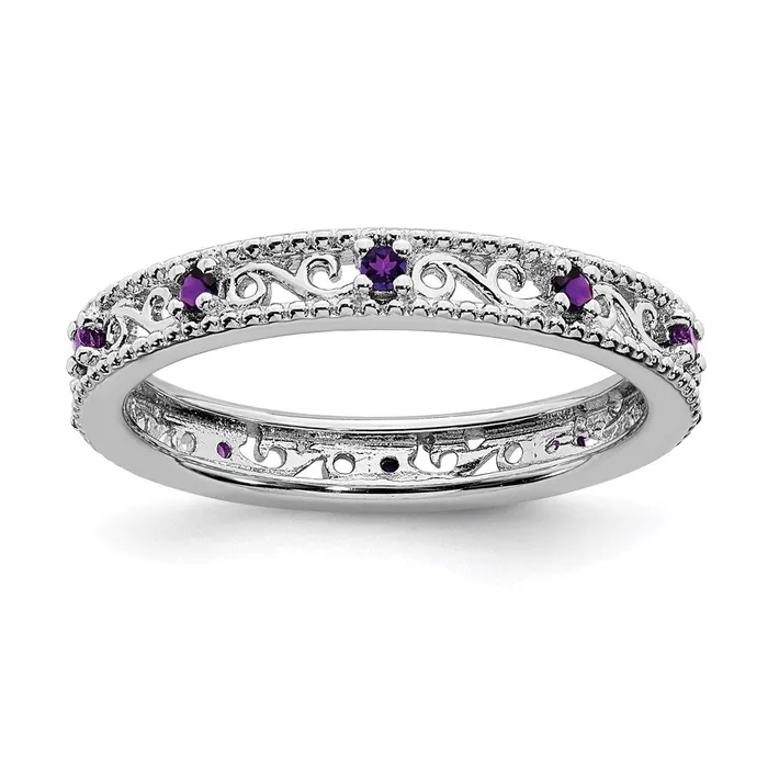 Stackable Expressions Sterling Silver Stackable Expressions Amethyst Ring QSK1483 Rings Stackable Expressions Sterling Silver Stackable Expressions Amethyst Ring QSK1483 Rings