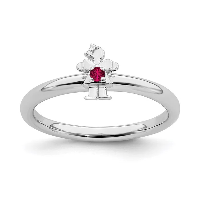 Sterling Silver Stackable Expressions Rhodium Cr Ruby Girl Ring QSK1929 Stackable Expressions Rings Sterling Silver Stackable Expressions Rhodium Cr Ruby Girl Ring QSK1929 Stackable Expressions Rings