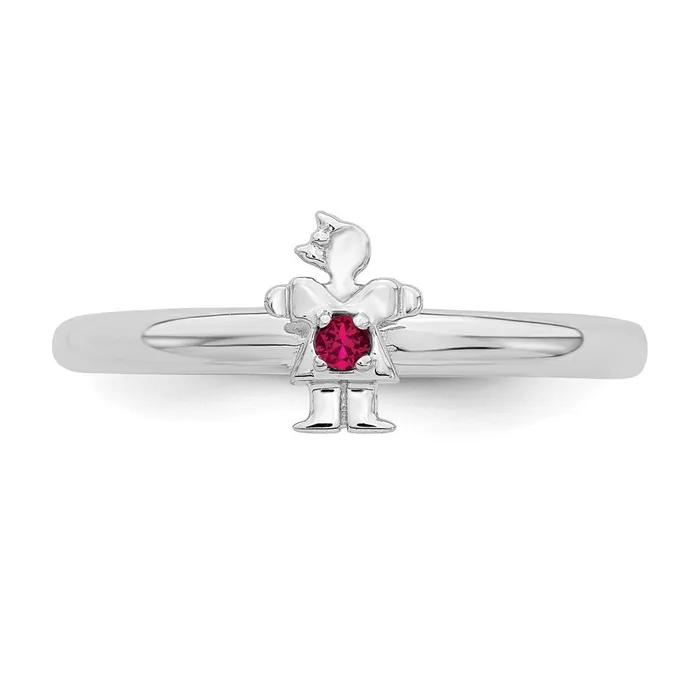 Sterling Silver Stackable Expressions Rhodium Cr Ruby Girl Ring QSK1929 Stackable Expressions Rings Sterling Silver Stackable Expressions Rhodium Cr Ruby Girl Ring QSK1929 Stackable Expressions Rings