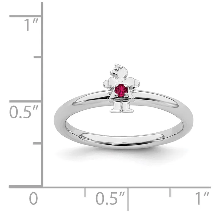 Sterling Silver Stackable Expressions Rhodium Cr Ruby Girl Ring QSK1929 Stackable Expressions Rings Sterling Silver Stackable Expressions Rhodium Cr Ruby Girl Ring QSK1929 Stackable Expressions Rings