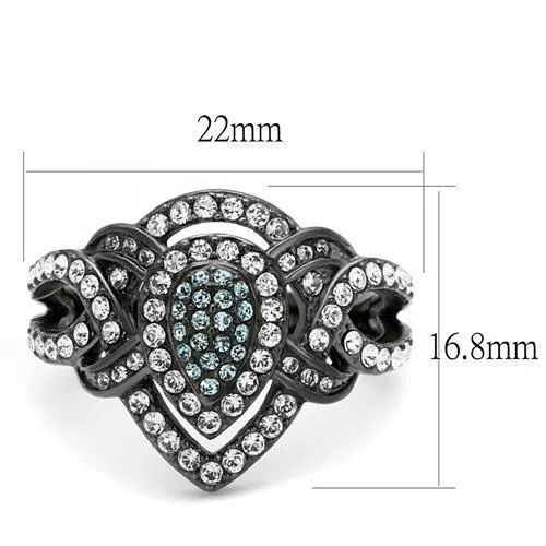 TK2679 IP Light Black IP Gun Stainless Steel Ring with Top Grade Crystal in Multi Color Alamode Rings