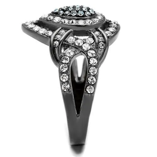 TK2679 IP Light Black IP Gun Stainless Steel Ring with Top Grade Crystal in Multi Color Alamode Rings