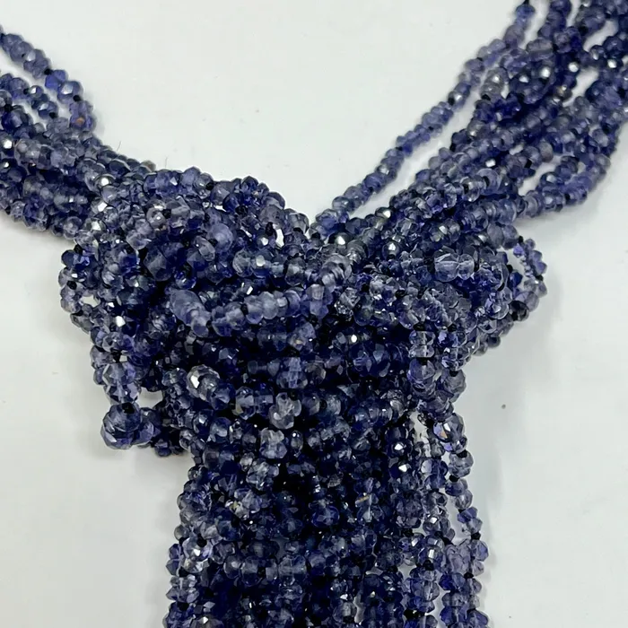 38 Iolite 10 Strand Necklace with Sapphire Embellished Clasp Jewelry Necklaces