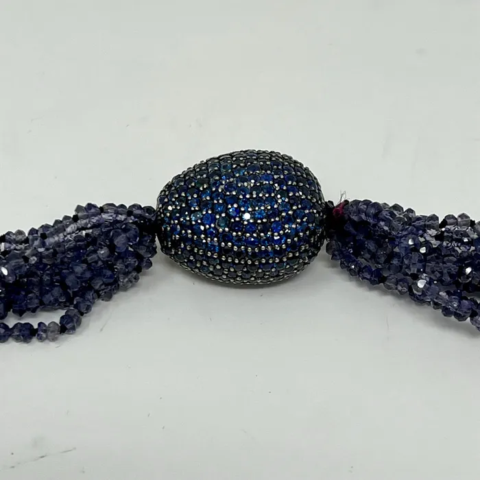 38 Iolite 10 Strand Necklace with Sapphire Embellished Clasp Jewelry Necklaces
