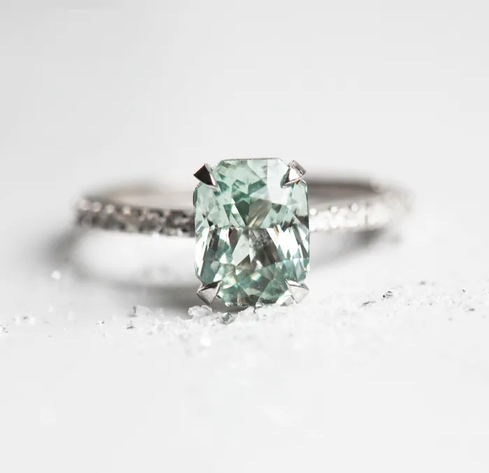 Agnes Mint Sapphire Diamond Ring Capucinne Rings
