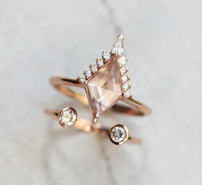 Amaris Kite Morganite Diamond Ring Capucinne Rings