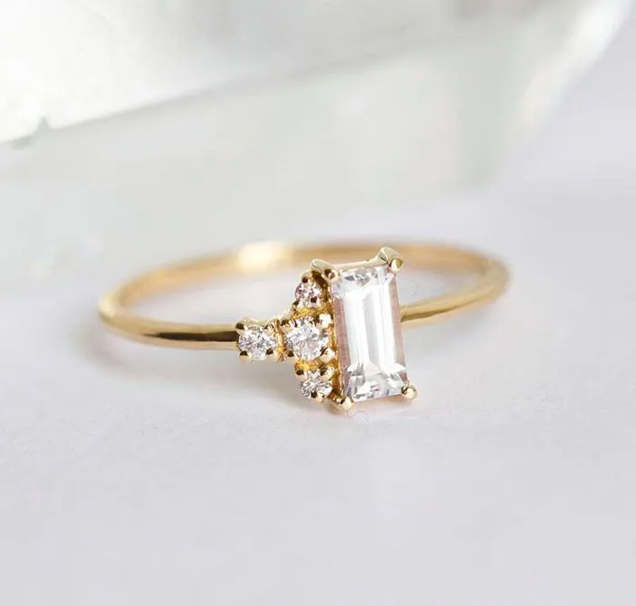 Angelique White Sapphire Diamond Ring Capucinne Rings