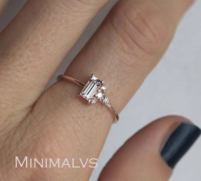 Angelique White Sapphire Diamond Ring Capucinne Rings