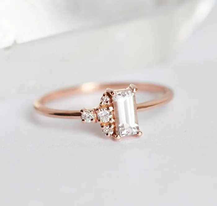 Angelique White Sapphire Diamond Ring Capucinne Rings