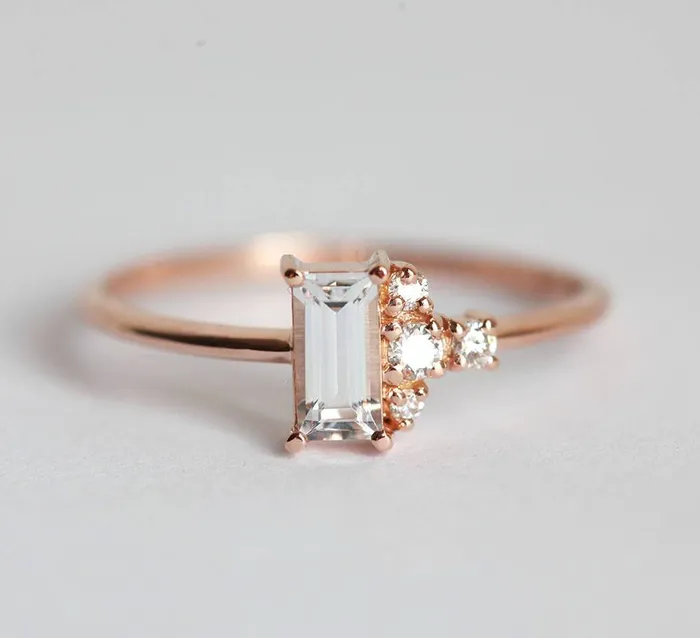 Angelique White Sapphire Diamond Ring Capucinne Rings