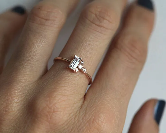Angelique White Sapphire Diamond Ring Capucinne Rings