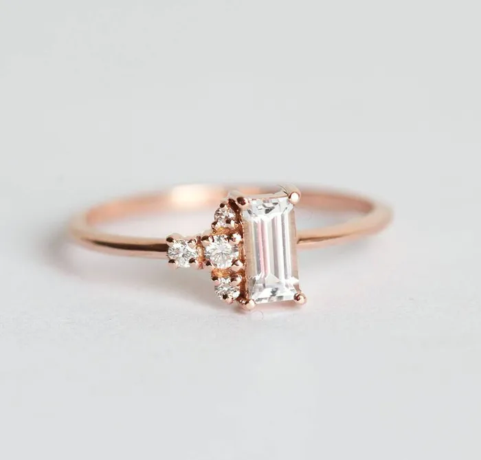 Angelique White Sapphire Diamond Ring Capucinne Rings