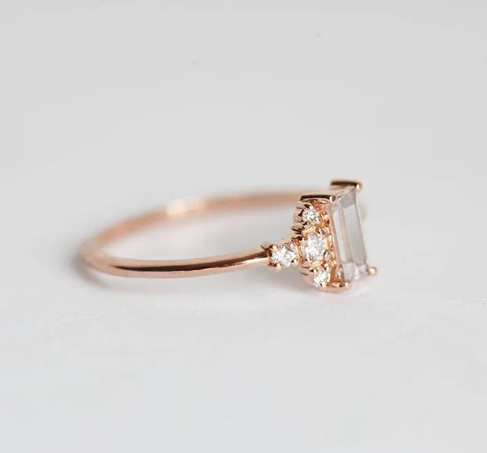 Angelique White Sapphire Diamond Ring Capucinne Rings