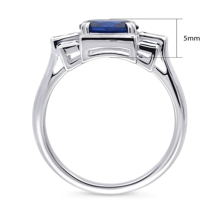 Art Deco Simulated Blue Sapphire CZ Ring in Sterling Silver BERRICLE Rings