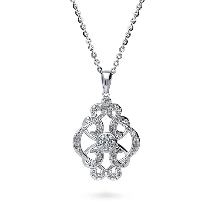 BERRICLE Earrings Flower Art Deco CZ Set in Sterling Silver