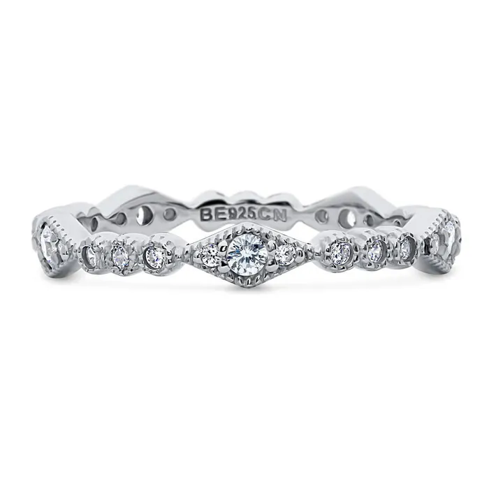 BERRICLE Rings Art Deco Pave CZ Eternity Ring in Sterling Silver