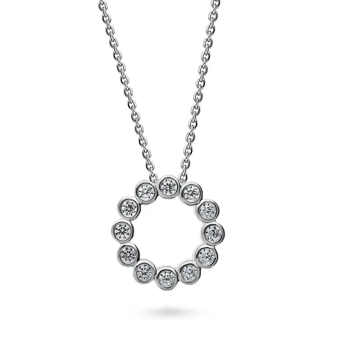 BERRICLE Rings Bubble Open Circle CZ Set in Sterling Silver