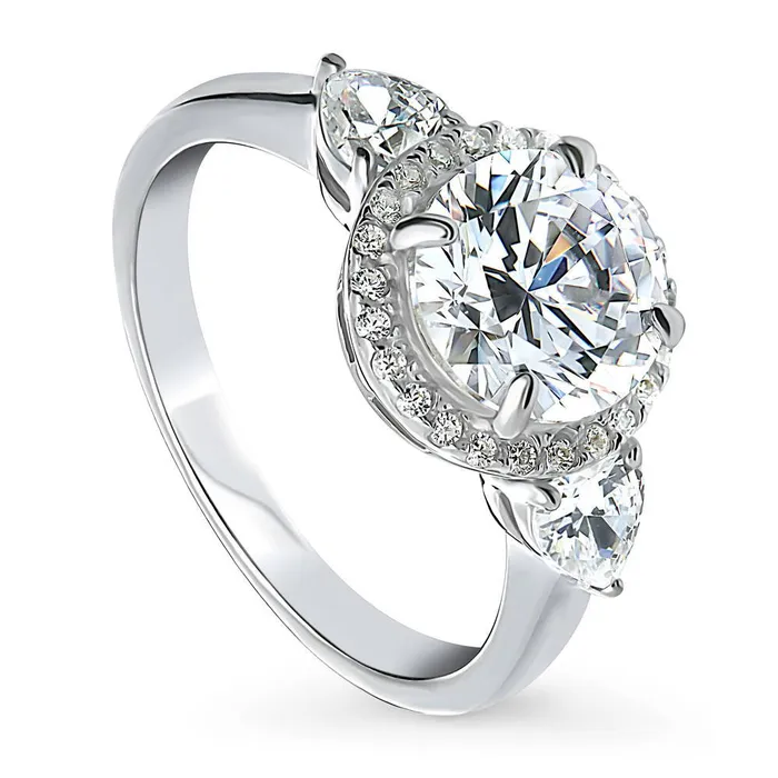 BERRICLE Rings Halo CZ Ring in Sterling Silver