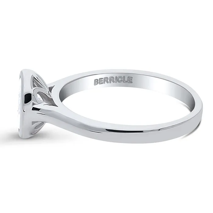 BERRICLE Rings Solitaire 12ct Bezel Oval CZ Ring in Sterling Silver