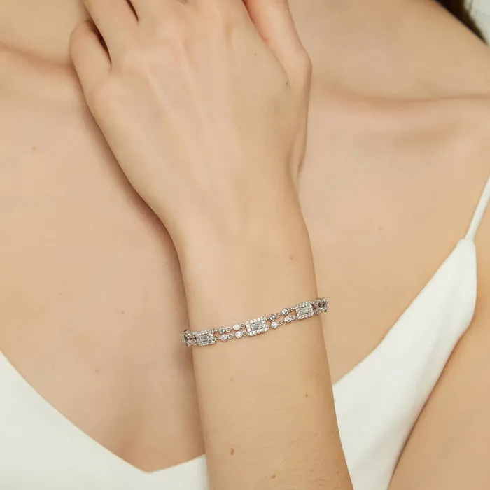 Bracelets BERRICLE Art Deco CZ Chain Bracelet in Sterling Silver