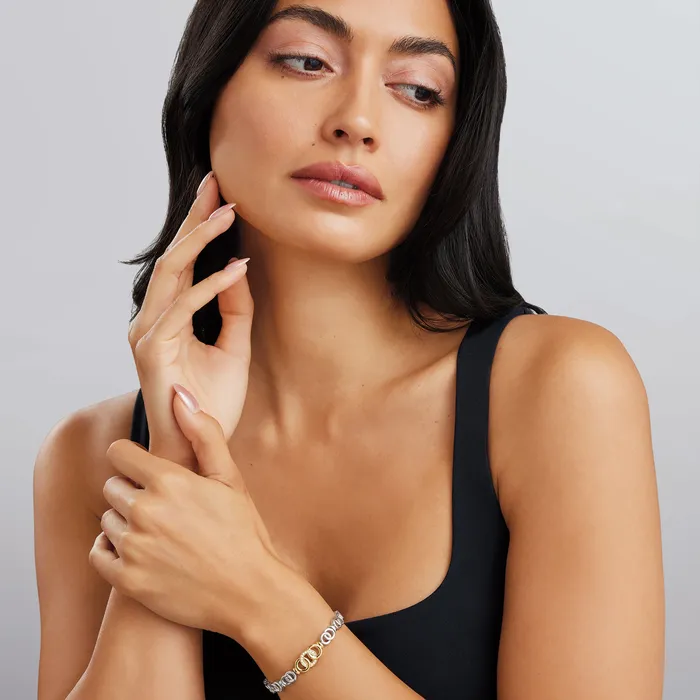 Bracelets LAGOS Signature Caviar TwoTone Petite Interlocking Diamond Link Bracelet