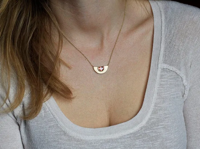 Capucinne Necklaces Sun Necklace 14K Gold Sunstone Necklace