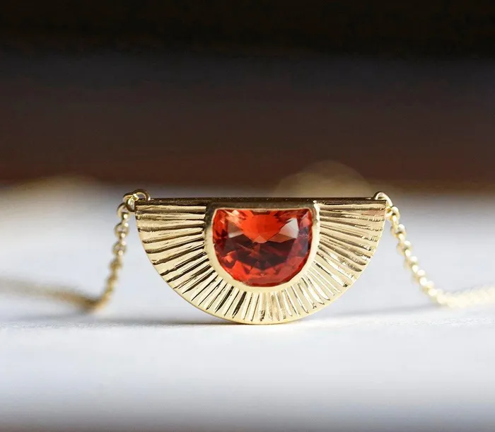 Capucinne Necklaces Sun Necklace 14K Gold Sunstone Necklace