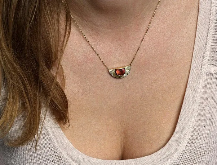 Capucinne Necklaces Sun Necklace 14K Gold Sunstone Necklace
