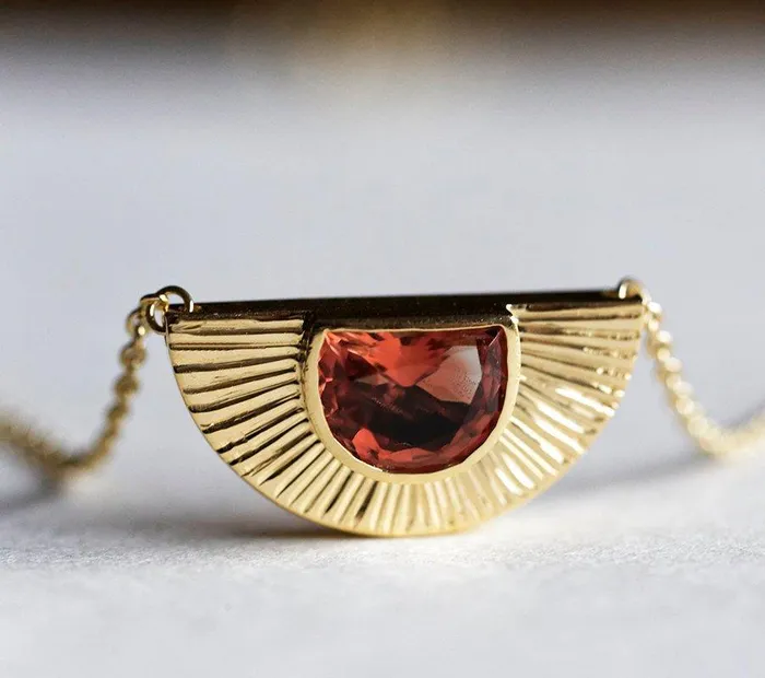 Capucinne Necklaces Sun Necklace 14K Gold Sunstone Necklace