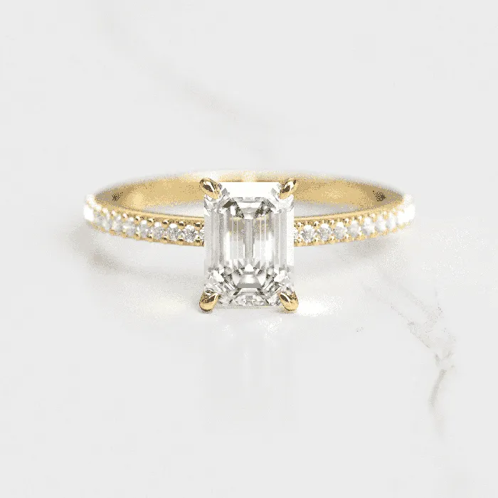 Capucinne Rings Emerald Half Pave Diamond Ring