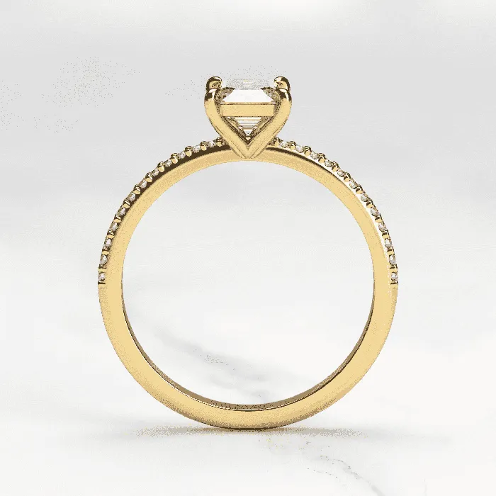 Capucinne Rings Emerald Half Pave Diamond Ring