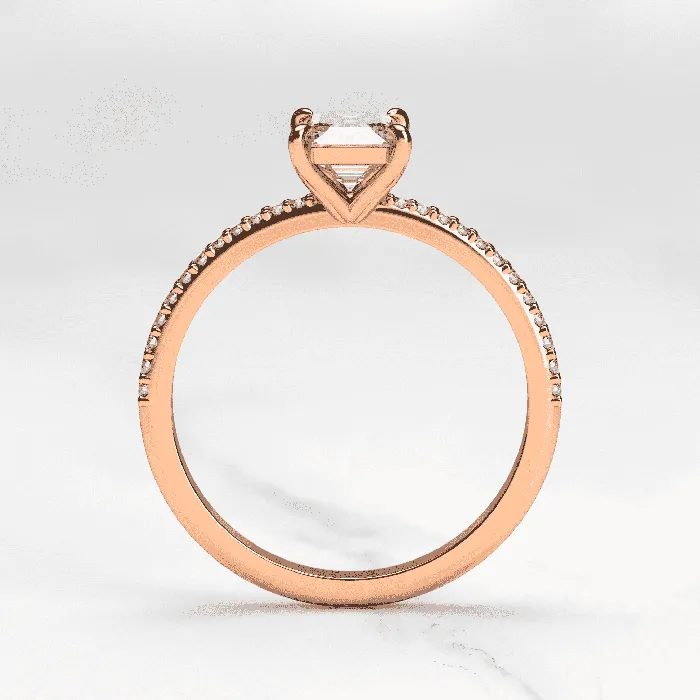 Capucinne Rings Emerald Half Pave Diamond Ring