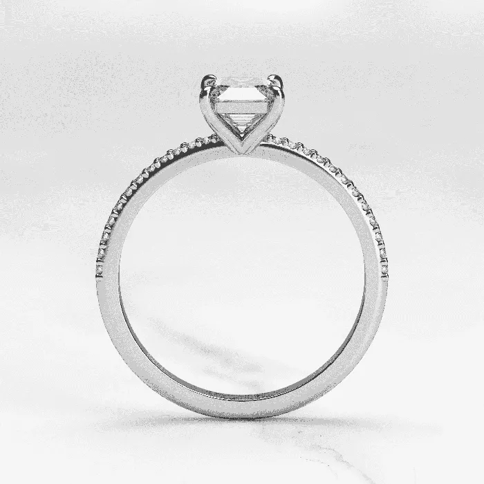 Capucinne Rings Emerald Half Pave Diamond Ring