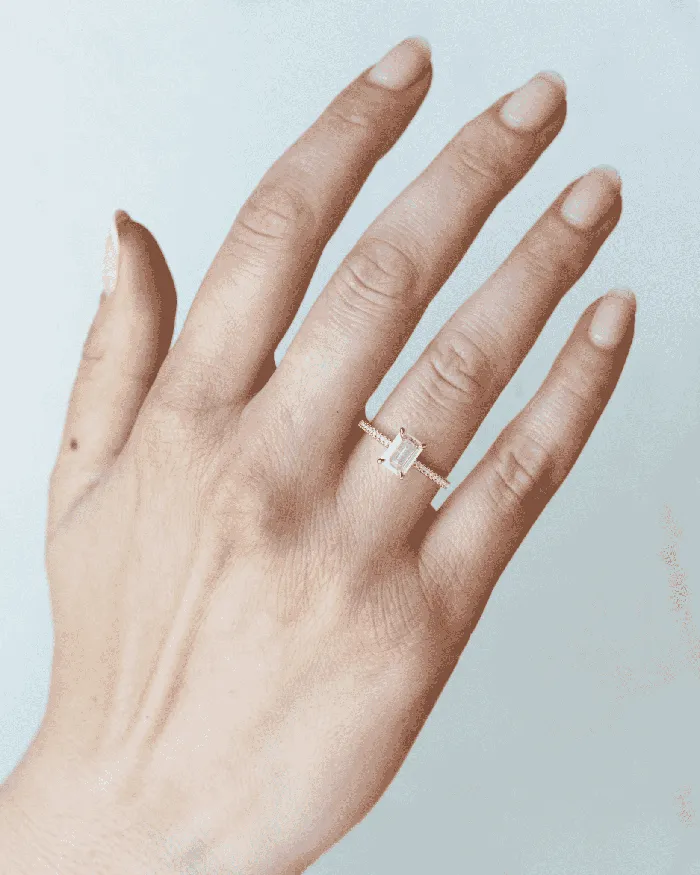 Capucinne Rings Emerald Half Pave Diamond Ring