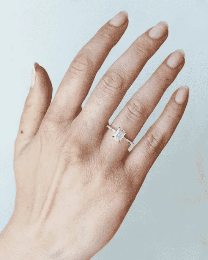 Capucinne Rings Emerald Half Pave Diamond Ring