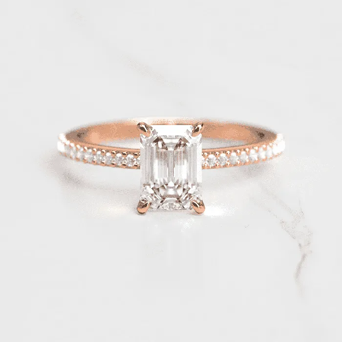 Capucinne Rings Emerald Half Pave Diamond Ring
