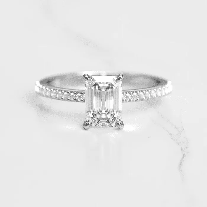 Capucinne Rings Emerald Half Pave Diamond Ring