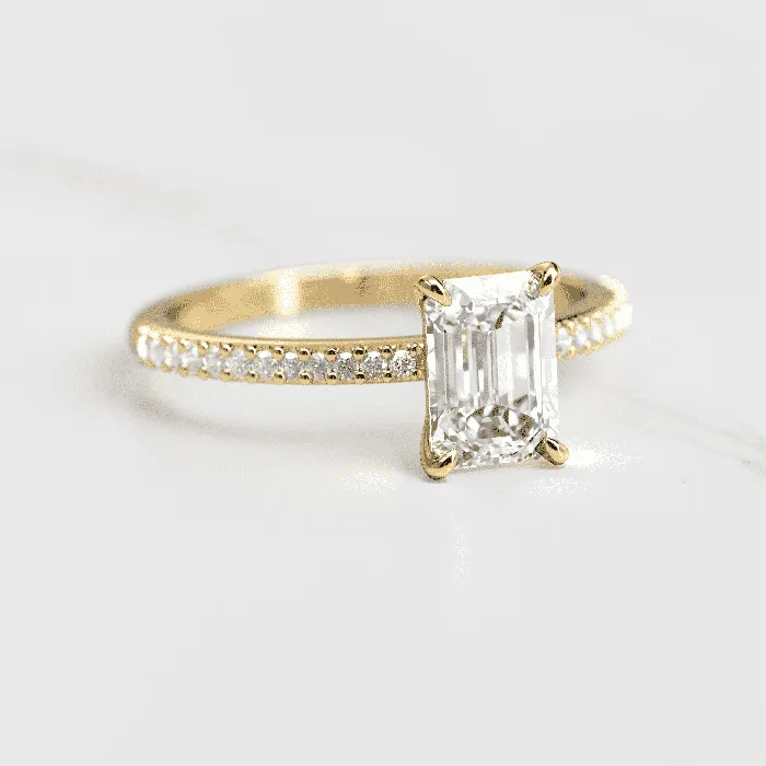 Capucinne Rings Emerald Half Pave Diamond Ring