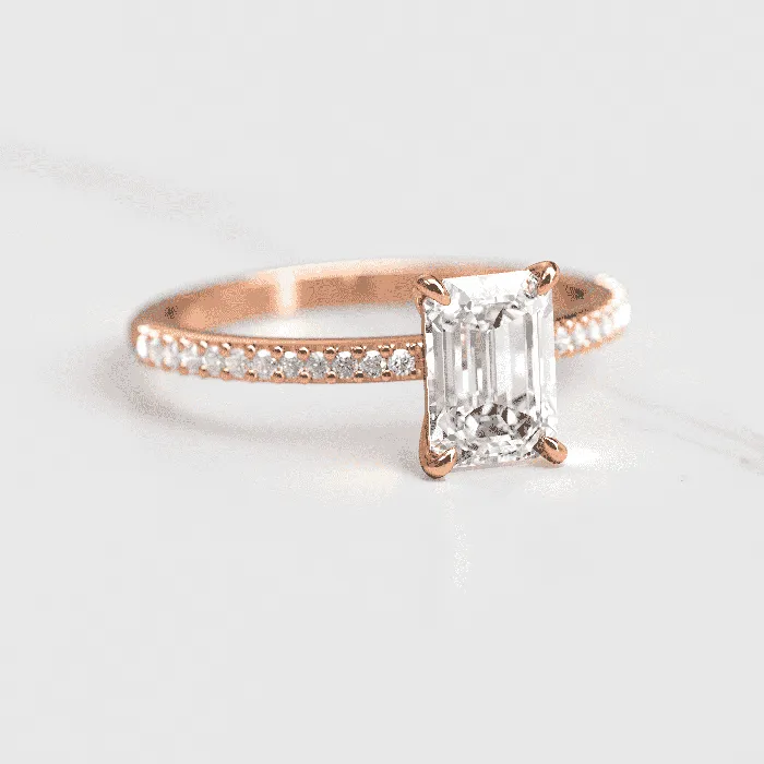 Capucinne Rings Emerald Half Pave Diamond Ring