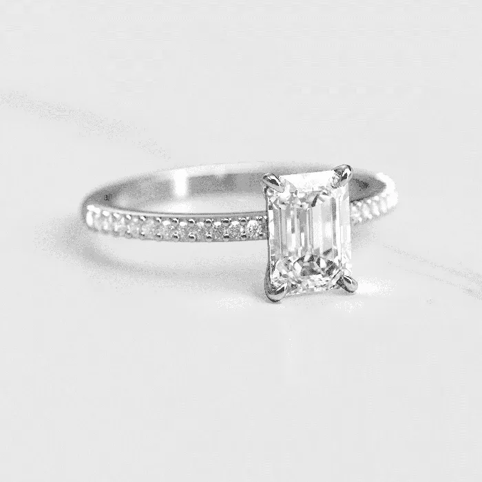 Capucinne Rings Emerald Half Pave Diamond Ring