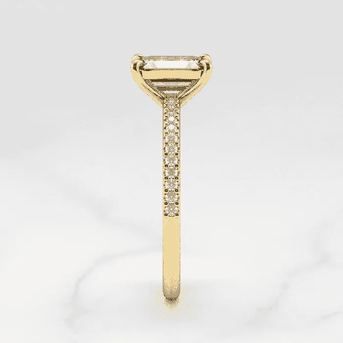 Capucinne Rings Emerald Half Pave Diamond Ring