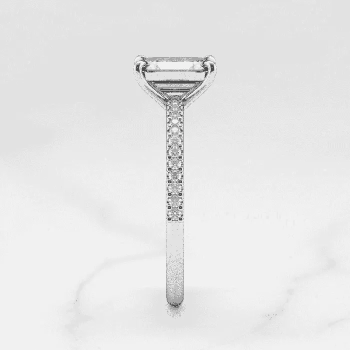 Capucinne Rings Emerald Half Pave Diamond Ring