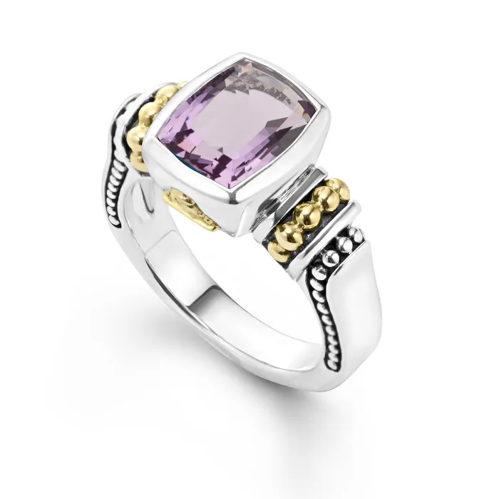 Caviar Color BezelSet Amethyst Ring Lagos Rings